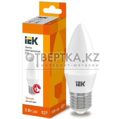 Лампа свеча IEK LED C35 5Вт 230В 3000К E27 LLE-C35-5-230-30-E27