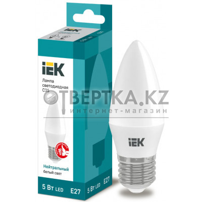 Лампа свеча IEK LED C35 5Вт 230В 4000К E27 LLE-C35-5-230-40-E27