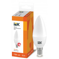 Лампа свеча IEK LED C35 9Вт 230В 3000К E14 в Актобе