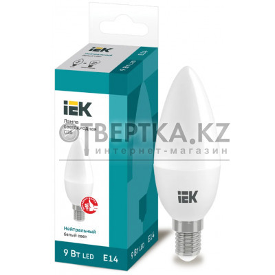 Лампа свеча IEK LED C35 9Вт 230В 4000К E14 LLE-C35-9-230-40-E14
