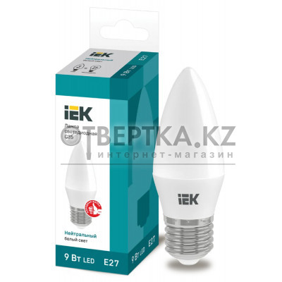 Лампа свеча IEK LED C35 9Вт 230В 4000К E27 LLE-C35-9-230-40-E27