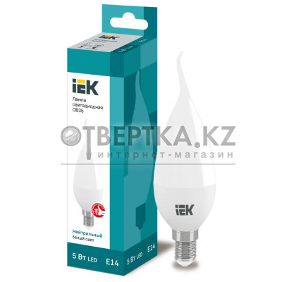 Лампа свеча светодиодная IEK LED CB35 5Вт 230В 4000К E14 LLE-CB35-5-230-40-E14