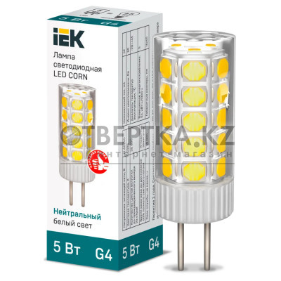 Лампа капсула IEK LED CORN 5Вт 12В 4000К G4 LLE-CORN-5-012-40-G4