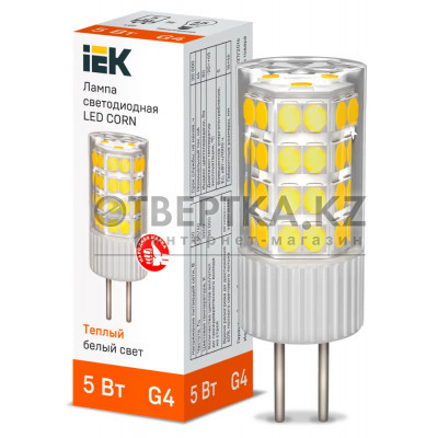 Лампа капсула IEK LED CORN 5Вт 230В 3000К G4 LLE-CORN-5-230-30-G4