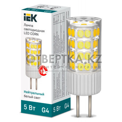 Лампа капсула IEK LED CORN 5Вт 230В 4000К G4 LLE-CORN-5-230-40-G4