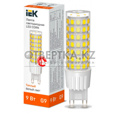 Лампа капсула IEK LED CORN 9Вт 230В 3000К G9 LLE-CORN-9-230-30-G9
