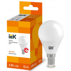 Лампа шар IEK LED G45 3Вт 230В 3000К E14