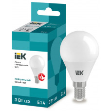 Лампа шар IEK LED G45 3Вт 230В 4000К E14