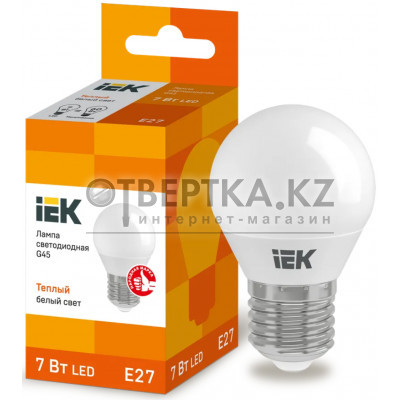 Лампа шар IEK LED G45 7Вт 230В 3000К E27 LLE-G45-7-230-30-E27