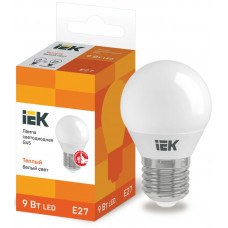 Лампа шар IEK LED G45 9Вт 230В 3000К E27 в Актобе