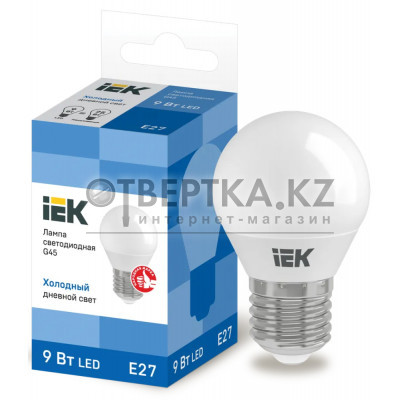 Лампа шар IEK LED G45 9Вт 230В 6500К E27 LLE-G45-9-230-65-E27