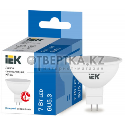 Лампа IEK LED MR16 7Вт 230В 6500К GU5.3 LLE-MR16-7-230-65-GU5