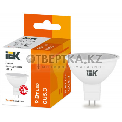 Лампа IEK LED MR16 9Вт 230В 3000К GU5.3 LLE-MR16-9-230-30-GU5