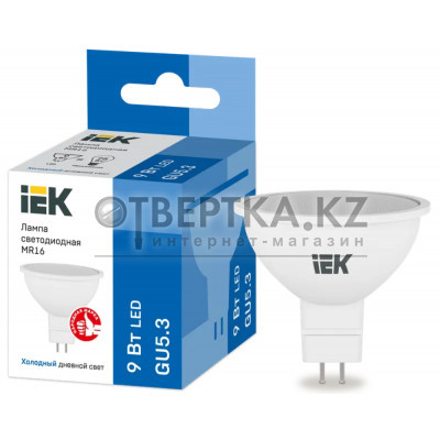 Лампа IEK LED MR16 9Вт 230В 6500К GU5.3 LLE-MR16-9-230-65-GU5