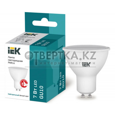 Лампа IEK LED PAR16 7Вт 230В 4000К GU10 LLE-PAR16-7-230-40-GU10