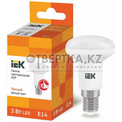Лампа IEK LED R39 3Вт 230В 3000К E14 LLE-R39-3-230-30-E14