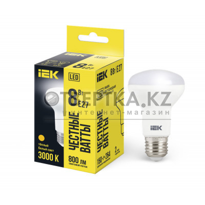 Лампа светодиодная R63 рефлектор 8Вт 230В 3000К E27 IEK LLE-R63-8-230-30-E27