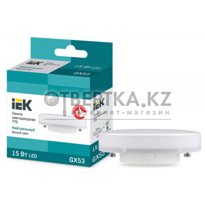Лампа IEK LED T75 15Вт 230В 4000К GX53 LLE-T80-15-230-40-GX53