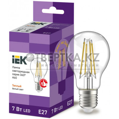 Лампа груша IEK LED A60 7Вт 230В 3000К E27 LLF-A60-7-230-30-E27-CL