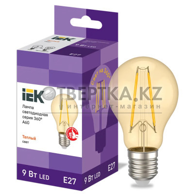 Лампа груша IEK LED A60 9Вт 230В 2700К E27 LLF-A60-9-230-30-E27-CLG