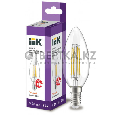 Лампа свеча IEK LED C35 5Вт 230В 3000К E14 LLF-C35-5-230-30-E14-CL