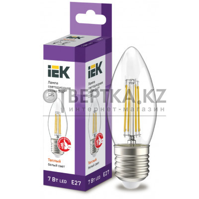 Лампа свеча IEK LED C35 7Вт 230В 3000К E27 LLF-C35-7-230-30-E27-CL