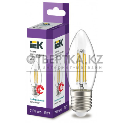 Лампа свеча IEK LED C35 7Вт 230В 4000К E27 LLF-C35-7-230-40-E27-CL