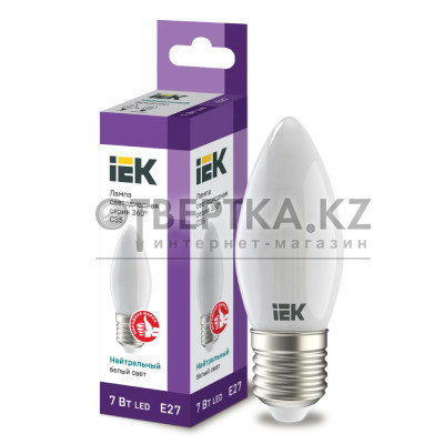 Лампа свеча IEK LED C35 7Вт 230В 4000К E27 LLF-C35-7-230-40-E27-FR