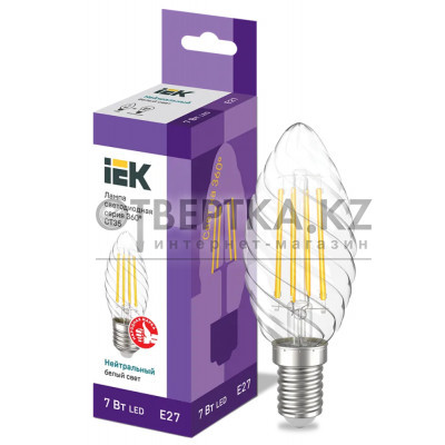 Лампа свеча IEK LED CT35 7Вт 230В 4000К E27 LLF-CT35-7-230-40-E27-CL