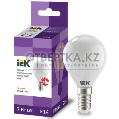 Лампа шар IEK LED G45 7Вт 230В 3000К E14 LLF-G45-7-230-30-E14-FR