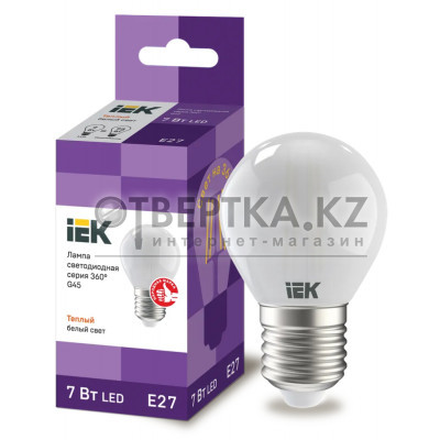 Лампа шар IEK LED G45 7Вт 230В 4000К E27 LLF-G45-7-230-40-E27-FR