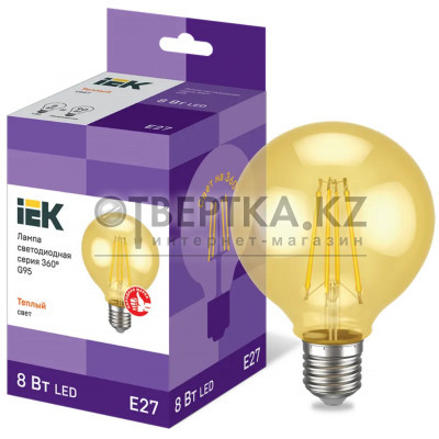 Лампа шар IEK LED G95 8Вт 230В 2700К E27 LLF-G95-8-230-30-E27-CLG