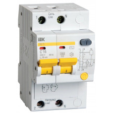 Дифференциальный автоматический выключатель IEK АД12 2Р B16 30мА в Актау