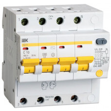 Дифференциальный автоматический выключатель IEK АД14 4Р 10А 30мА в Костанае