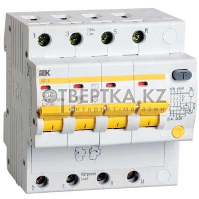 Дифференциальный автоматический выключатель IEK АД14 4Р 10А 30мА MAD10-4-010-C-030