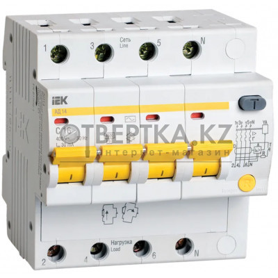 Дифференциальный автоматический выключатель IEK АД14 4Р 16А 30мА MAD10-4-016-C-030