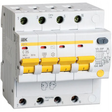 Дифференциальный автоматический выключатель IEK АД14 4Р 25А 30мА в Таразе