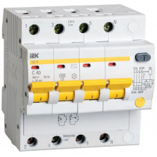Дифференциальный автоматический выключатель IEK АД14 4Р 40А 30мА в Костанае