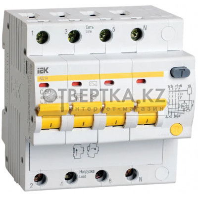Дифференциальный автоматический выключатель IEK АД14 4Р 50А 30мА MAD10-4-050-C-030