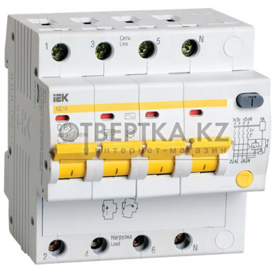 Дифференциальный автоматический выключатель IEK АД14 4Р 63А 30мА MAD10-4-063-C-030