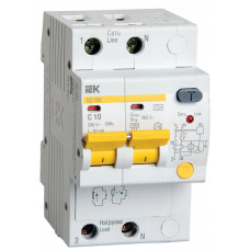 Дифференциальный автоматический выключатель IEK АД12М 2Р С10 30мА в Кокшетау
