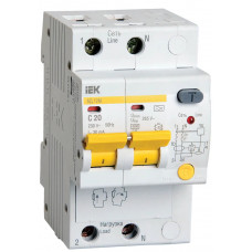 Дифференциальный автоматический выключатель IEK АД12М 2Р С20 30мА в Актобе