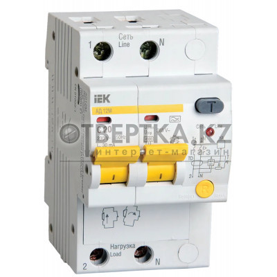 Дифференциальный автоматический выключатель IEK АД12М 2Р С20 30мА MAD12-2-020-C-030