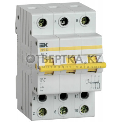 Выключатель-разъединитель трехпозиционный IEK ВРТ-63 3P 63А MPR10-3-063