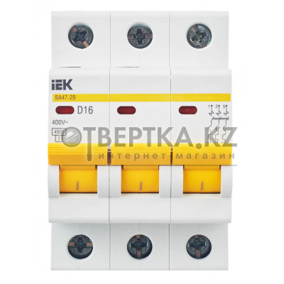 Автоматический выключатель IEK ВА47-29 3P D MVA20-3-016-D