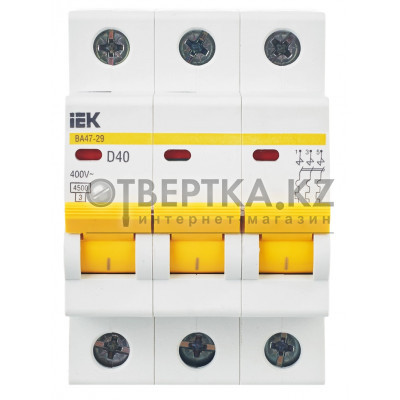 Автоматический выключатель IEK ВА47-29 3P D MVA20-3-040-D
