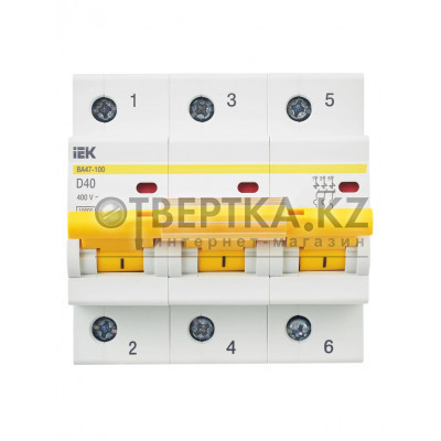 Автоматический выключатель IEK ВА47-100 3P D MVA40-3-040-D
