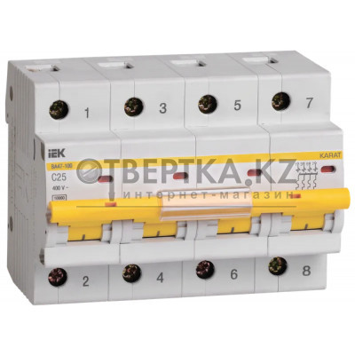 Автоматический выключатель IEK ВА47-100 4P C 25А 10кА MVA40-4-025-C