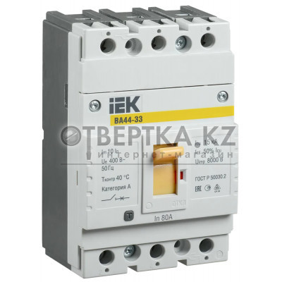 Автоматический выключатель IEK ВА44 33 3Р 80А 15кА SVA4410-3-0080