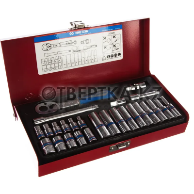 Набор торцевых головок KING TONY с принадлежностями 1/4